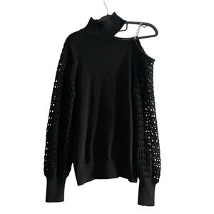 New York & Company Black Cold Shoulder Sweater Cutout Knit Size M